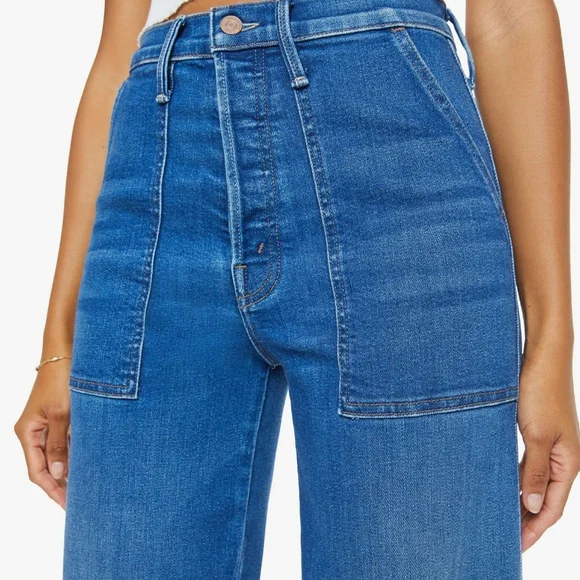 MOTHER Blue Flare Wide Leg Jeans Nip It In The Bud - Picture 4 of 11